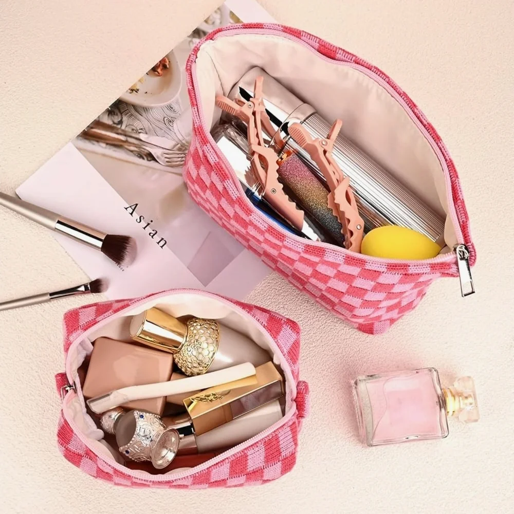 Pink‎ Checkered Women Bag Set